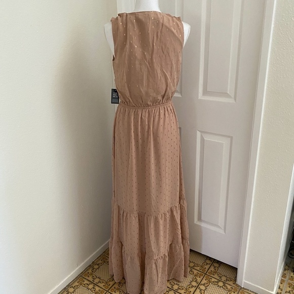 Express Metallic Clip Dot Ruffle Maxi Dress Sz Med - Picture 6 of 7